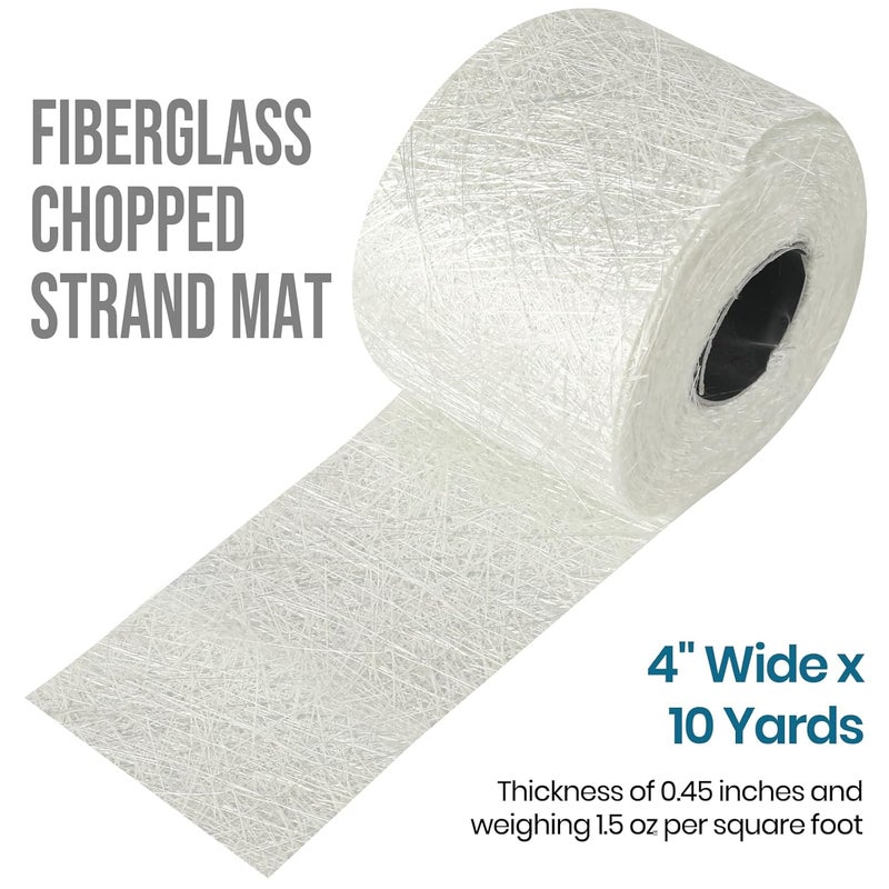 Calvana Fiberglass Chopped Strand Mat, 4“ Wide *10 Yards, 1.5 oz, Includes One Pair of Gloves, Ideal for Heavy-Duty Repairs, for Structural Reinforcement & Repair Kits, Easy to Use - Image 2